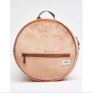 NWT Obey Cooper Circle Backpack in Taupe Velvet